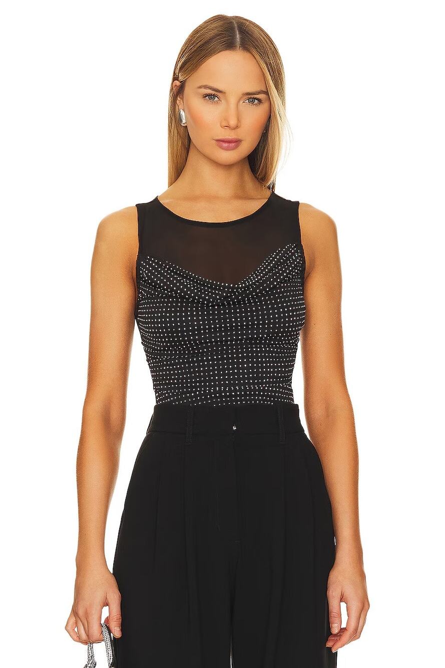 Free People Mirrorball Crop Tank Top Cowl Mesh Crystal Embellished Party NYE XS